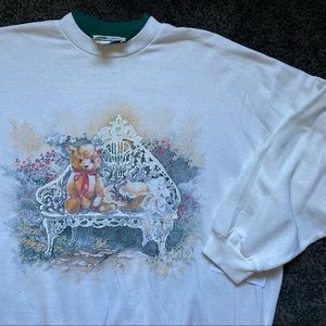 Vintage Teddy Cute White Crewneck